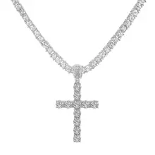  Men Women Hip Hop Cross Pendant Necklace with 4mm Zircon Tennis Chain Iced out Bling Necklaces HipHop Jewelry Fashion Gift A++ 
