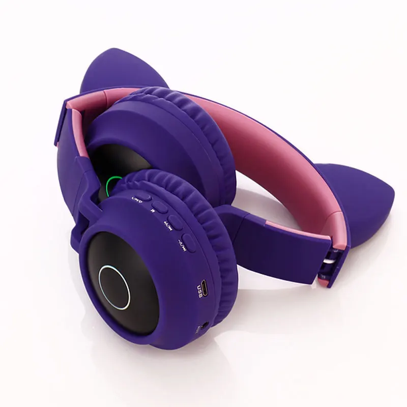 Dorkin Cat Ear Headset Wireless Bluetooth 5 0 LED Light Hifi Music Stereo Bass Kids Girl Headphones Support TF Card FM Radio AUX