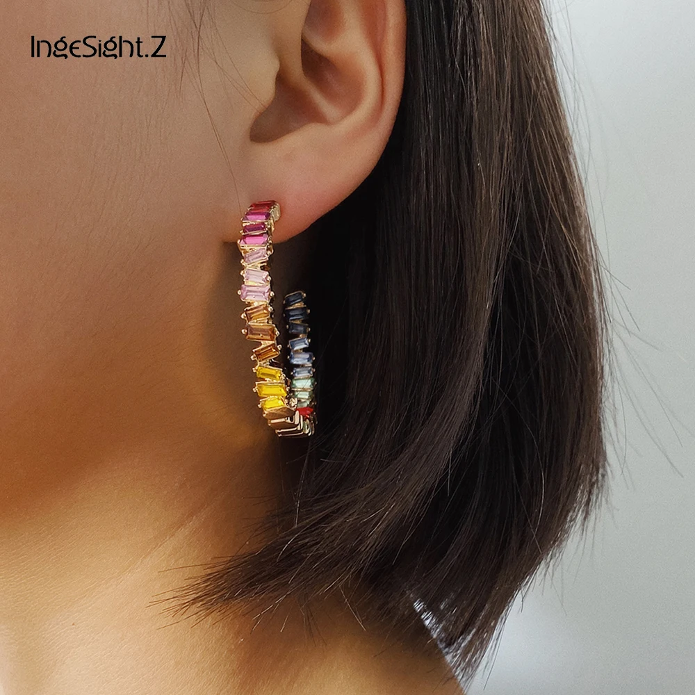 Серьги IngeSight.Z женские крупные Роскошные блестящие круглые кольца с