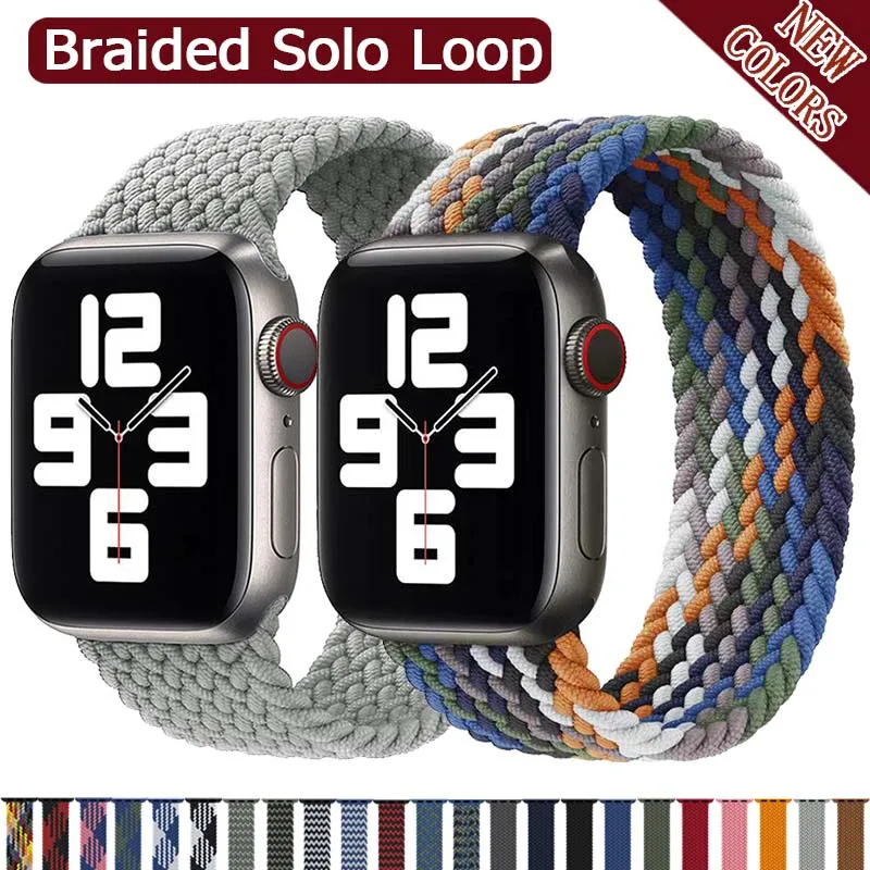 Vendedor Caliente Correa de tela de nailon trenzada para Apple Watch, pulsera elástica de 44mm, 40mm, 38mm y 42mm para iWatch Series 6 SE 5 4 3, 2020 DolGYaXOD6X