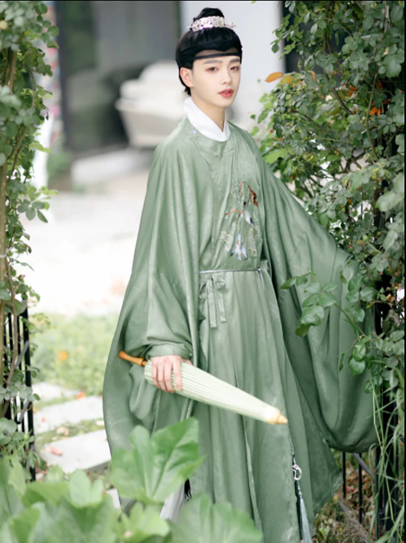 Green Hanfu Gown Men&ampWomen Ancient Chinese Robe Male Halloween Cosplay Costume Outfit For Men Women Plus Size 2XL |