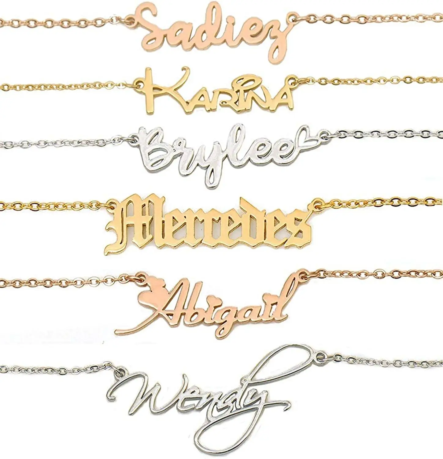 

Name Necklace Custom Personalized Initial Necklaces Script Initial Nameplate Necklace Jewelry for Girls Womens