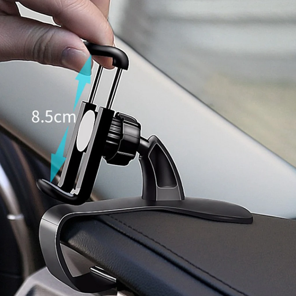 

360° Rotation Adjustable HUD Car Dashboard Phone Holder GPS Clamp Clip Stand Compatible with 4-6'' Smartphones