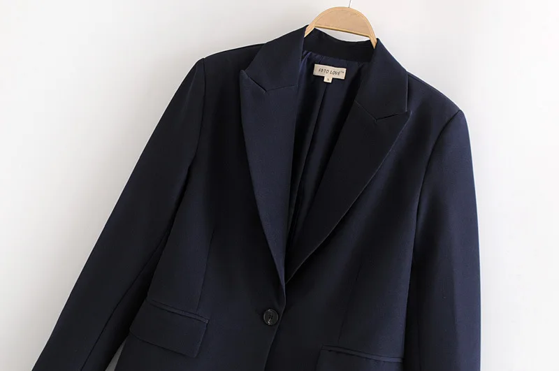 

Europe And America 2018 Autumn New Style Joint Casual Suit One-Button Contrast Color Tops C6-0254