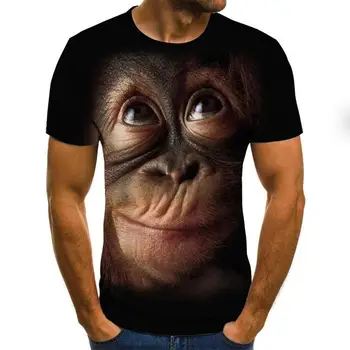 

Animal printing 3D printing T-shirt men's summer fashion monkey animal printing 3D men and women T-shirt