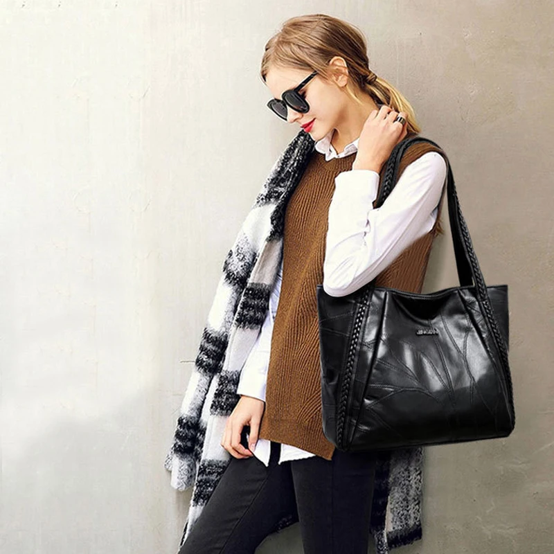 Женская сумка из натуральной кожи, сумка на плечо, повседневная сумка для покупок, женская модная сумка из овчины, сумка-мессенджер