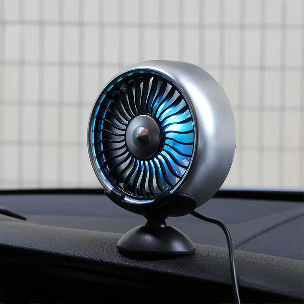 Miniventilador multifunción para coche, ventilador de refrigeración giratorio de 360 grados, circulador eléctrico para coche, 12-24V, 3 velocidades