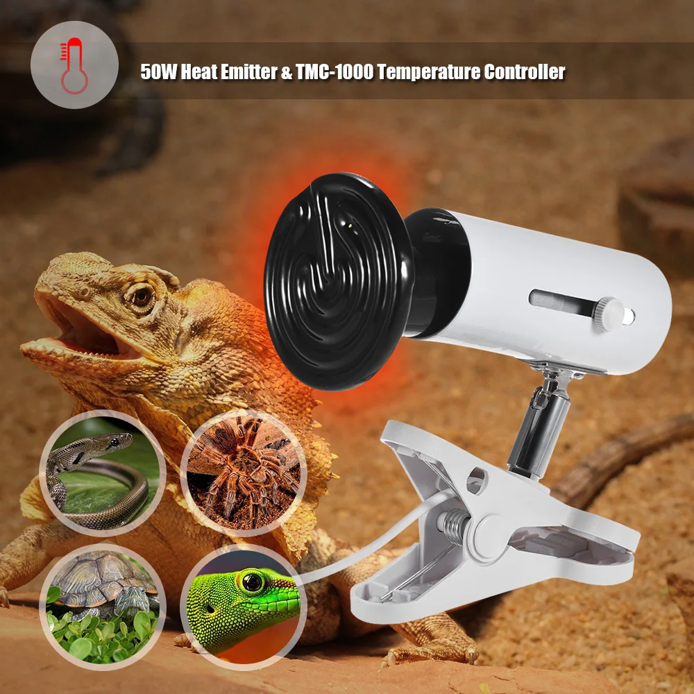 

Pet Thermometer 3pcs/ Set 50/100W Heat Emitter Ceramic Lamp Bulb & Lamp Holder & Temperature Controller for Reptiles Terrarium