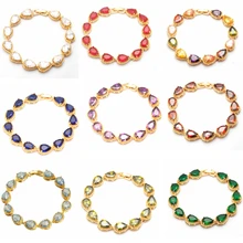 Высокое качество AAA кубический цирконий CZ свадебные украшения Желтое золото/белое золото цвет геометрический ослепительный Кристалл Браслеты для женщин