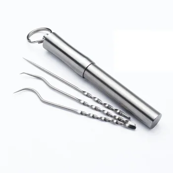 

Portable toothpick stainless steel toothpick toothpick holder Fruit fork outdoor home travel sealed storage container box box