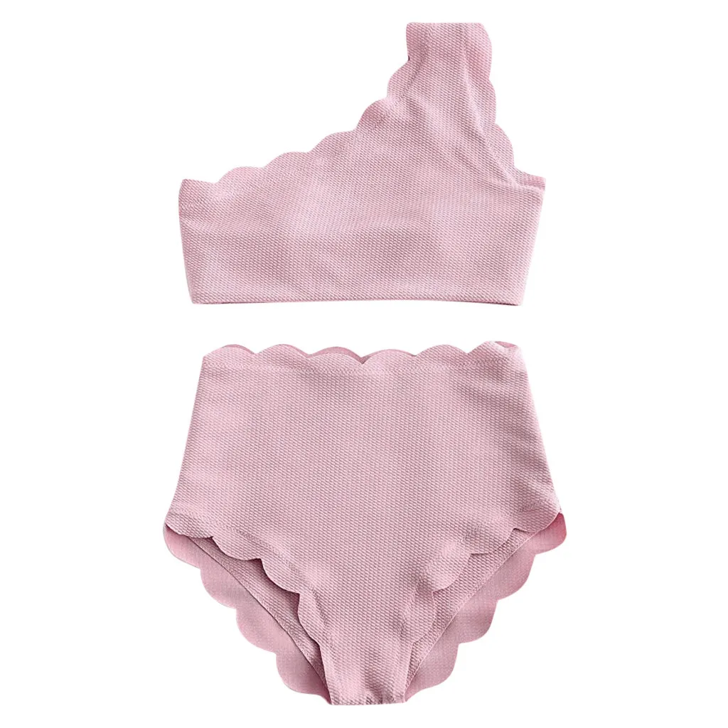 KANCOOLD Women Bikini 2020 Sexy Solid Color Swimwear Women Bikini Set Fashion Vintage One Shoulder Swimsuit Women Summer F4