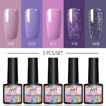 

MAD DOLL Gel Polish Set 5Pcs Soak Off UV Gel Varnishes Hybrydowe Gel Nail Polish For Manicures Need Cured Base Top Coat Nail Kit