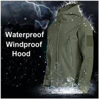 Men's Winter SoftShell Tactical Waterproof Jackets Male Hood Coat Combat Fishing Hiking Camping Climbing Skiing Pants Trousers 2