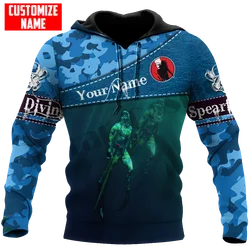 PLstar Cosmos 3DPrinted Newest Scuba Diving Custom Name Art Unique Hrajuku Streetwear Unisex Casual Hoodies/Zip/Sweatshirt Q-1