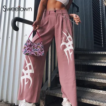 

New Sexy Plus Size Boho Pink Palazzo Wide Leg Pants Women Spring Summer Casual 2020 Long Loose Trousers Flare Pants Streetwear