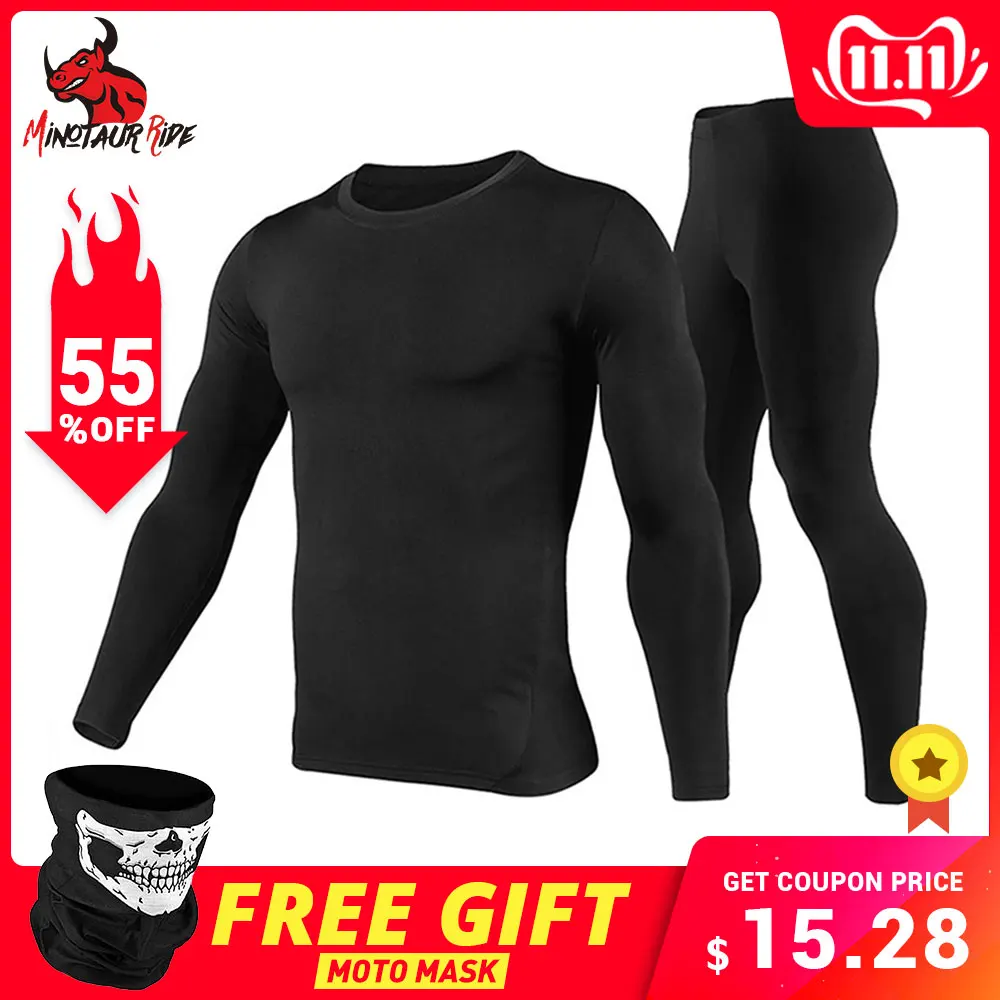 Prix HEROBIKER moto sous vêtement thermique ensemble hommes moto ski hiver chaud Base couches serré longues Johns hauts pantalons ensemble