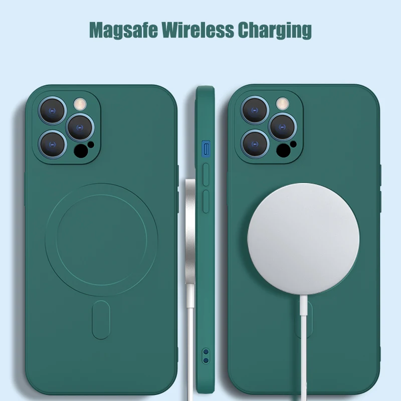apple magsafe charger iphone 12 Luxury Magsafing Wireless Charging Case For iPhone 13 12 Mini 11 Pro Max X XR XS 7 8 Plus Magnetic Camera Protection Soft Cover iphone 12 pro max portable charger