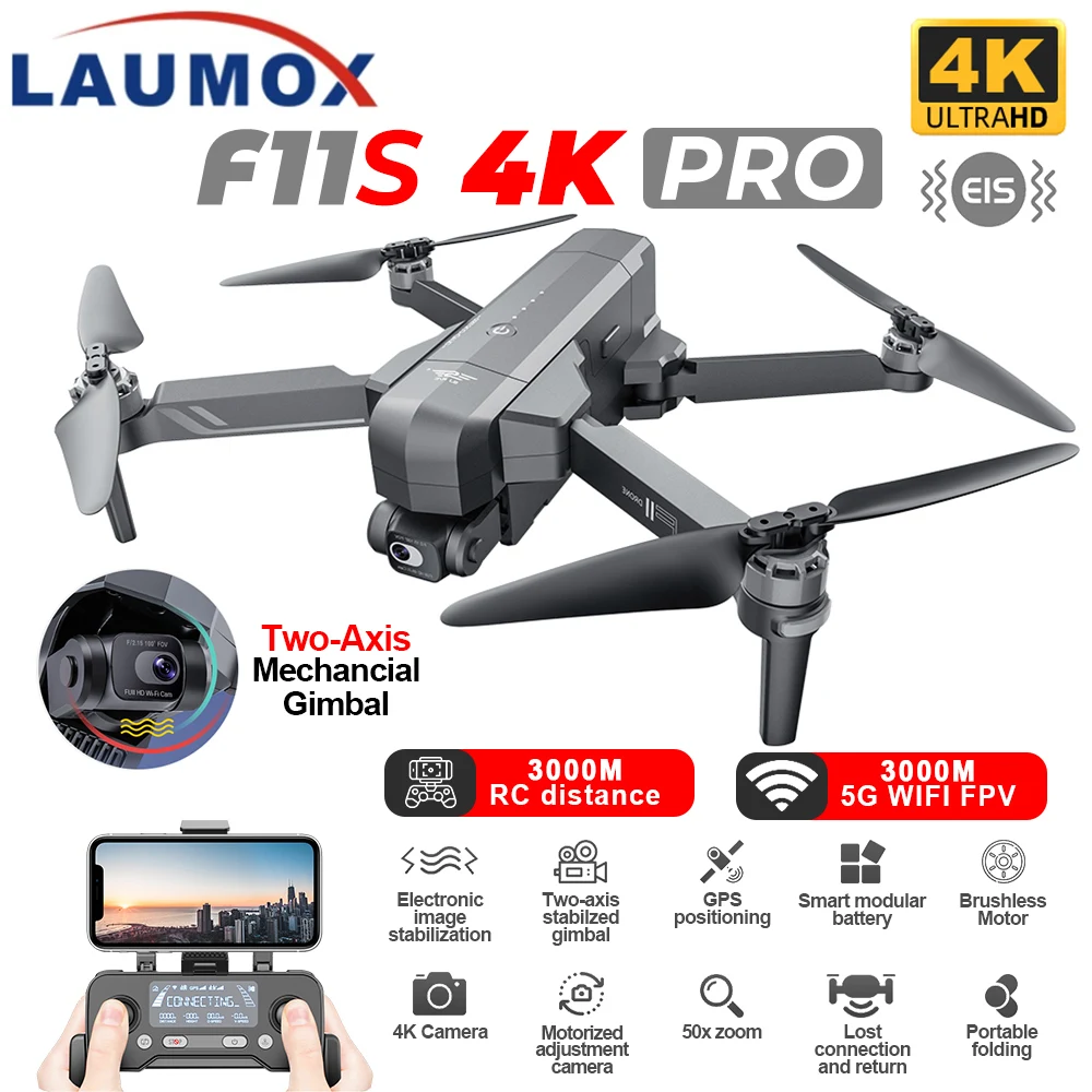Acheter SJRC – Drone F11S 4K PRO GPS 5G WiFi 2 axes, cardan avec caméra HD F11 4K PRO 3KM, professionnel RC pliable sans balais pas chere