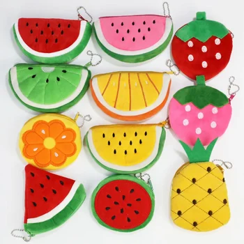 

1 PC Mini Simulation Fruit Plush Coin Purse Children Cute Watermelon Strawberry Orange Coin Packet Wallet Money Bag Dropship New