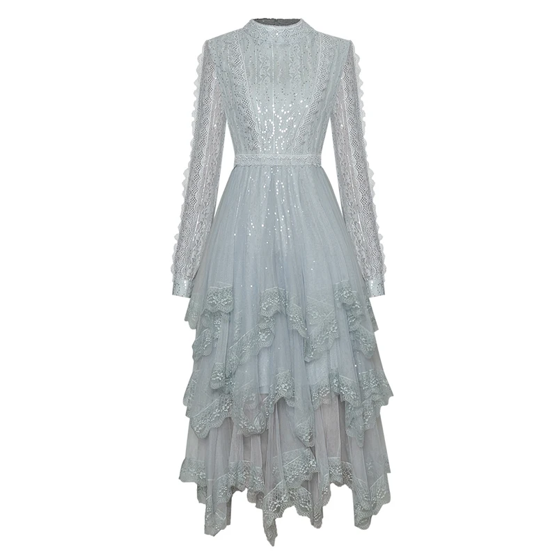 SEQINYY Gray Party Dress 2020 Spring Autumn New