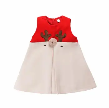 

Baby Girls Sleeveless dress Winter Warm Cartoon Reindeer Children Christmas dresses 5 pcs/lot
