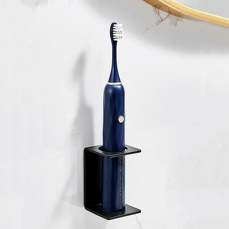 Wall Mounted Electric Toothbrush Holder Black Toothpaste Holder For Bathroom Shelf White Storage Rack For Home