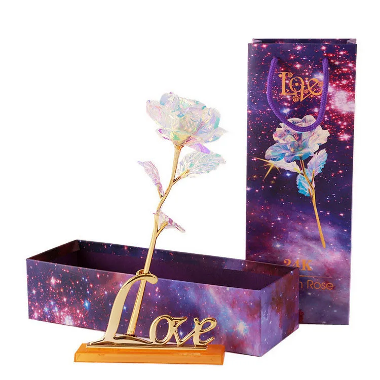 Meldel 24K позолоченный цветок розы искусственный цветок 24K фольга Роза галактика коробка День рождения День Святого Валентина Рождество креативный подарок