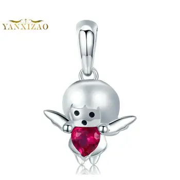 

Little girl angel Diy 925 sterling silver original natural stone beads for jewelry making Fit charms pandora bracelet