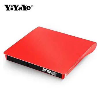 

YiYaYo External Drive DVD-ROM CD-RW DVD-RW Burner 2.0 Read Writer for PC Laptop High Quality for MAC OS Red