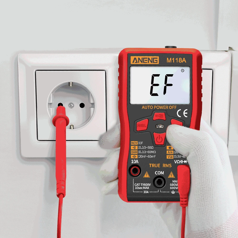 

M118A Digital Mini Multimeter Tester 6000counts Auto Mmultimetro True Rms Tranistor Meter with NCV Data Hold Flashlight
