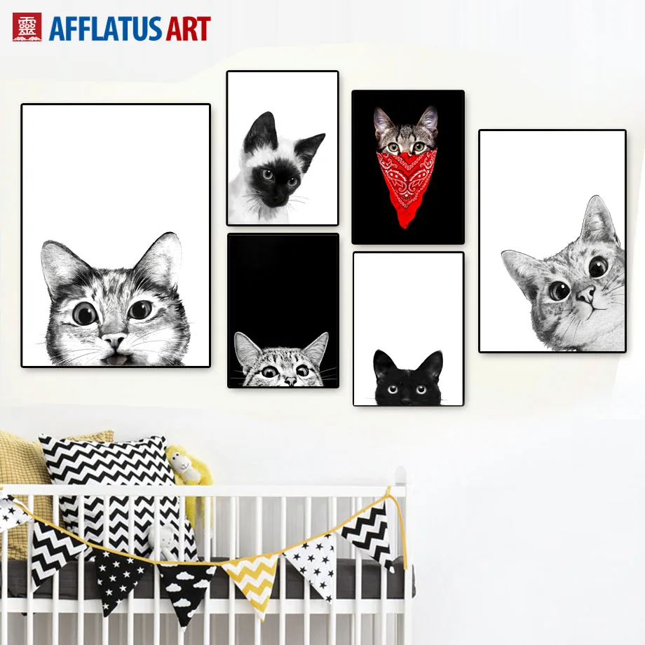 Black White Siamese Ragdoll Cat Wall Art Canvas Painting Nordic Posters And Prints Wall Pictures For Living Room Kids Room Decor Painting Calligraphy Aliexpress
