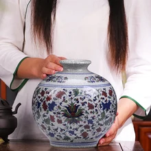 Цзиндэчжэнь керамика фарфоровая ваза для бутылок украшение синий и белый античный разноцветный традиционный ручной работы 7 моделей