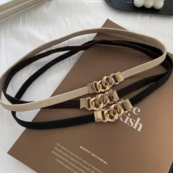Fashion Elastic Korean Version Wild Metal Chain Buckle Ladies Thin Belt Simple Punk Skirt Shirt Women Accessories Wastband New