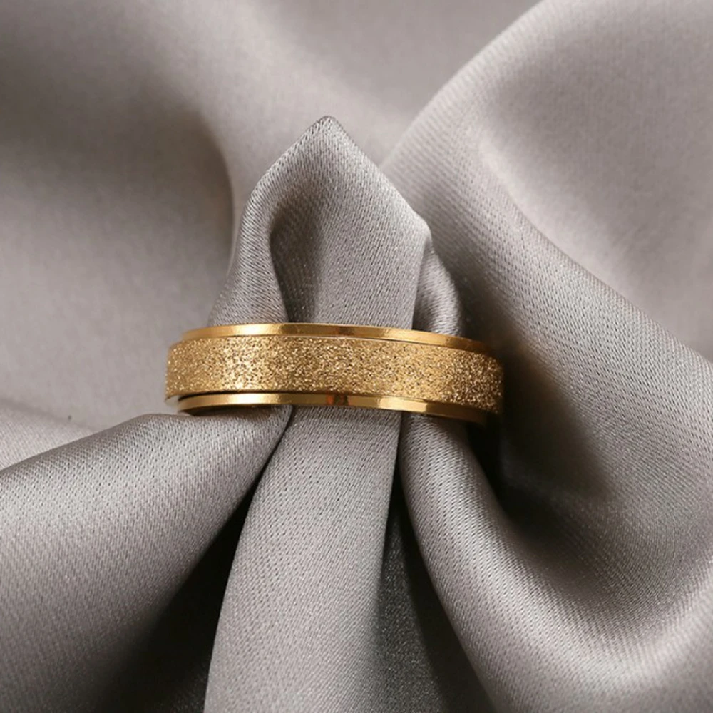 Spinner Ring Stainless Steel Ring Fidget Spinner Ring Women Men Anxiety Relief Golden Silvery Black Rainbow Sand Blast Finish Fidget