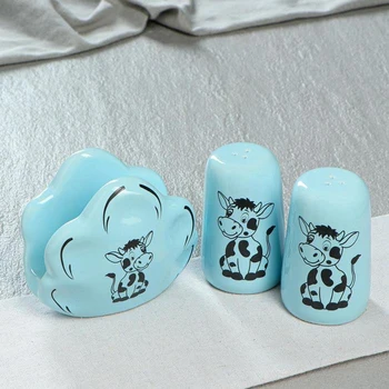 

Set for spices and napkin holder "Calves" glaze blue 5179072