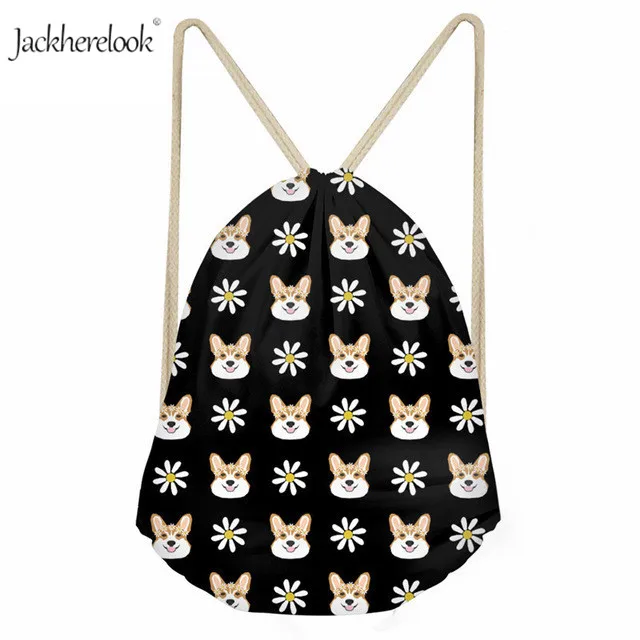 Jackherelook одет корги напечатаны сумка для шнурка Британский Королевский питомец собака тренажерный зал сумки мультфильм животных мешок для хранения для женщин Девушка - Цвет: HK5723Z3