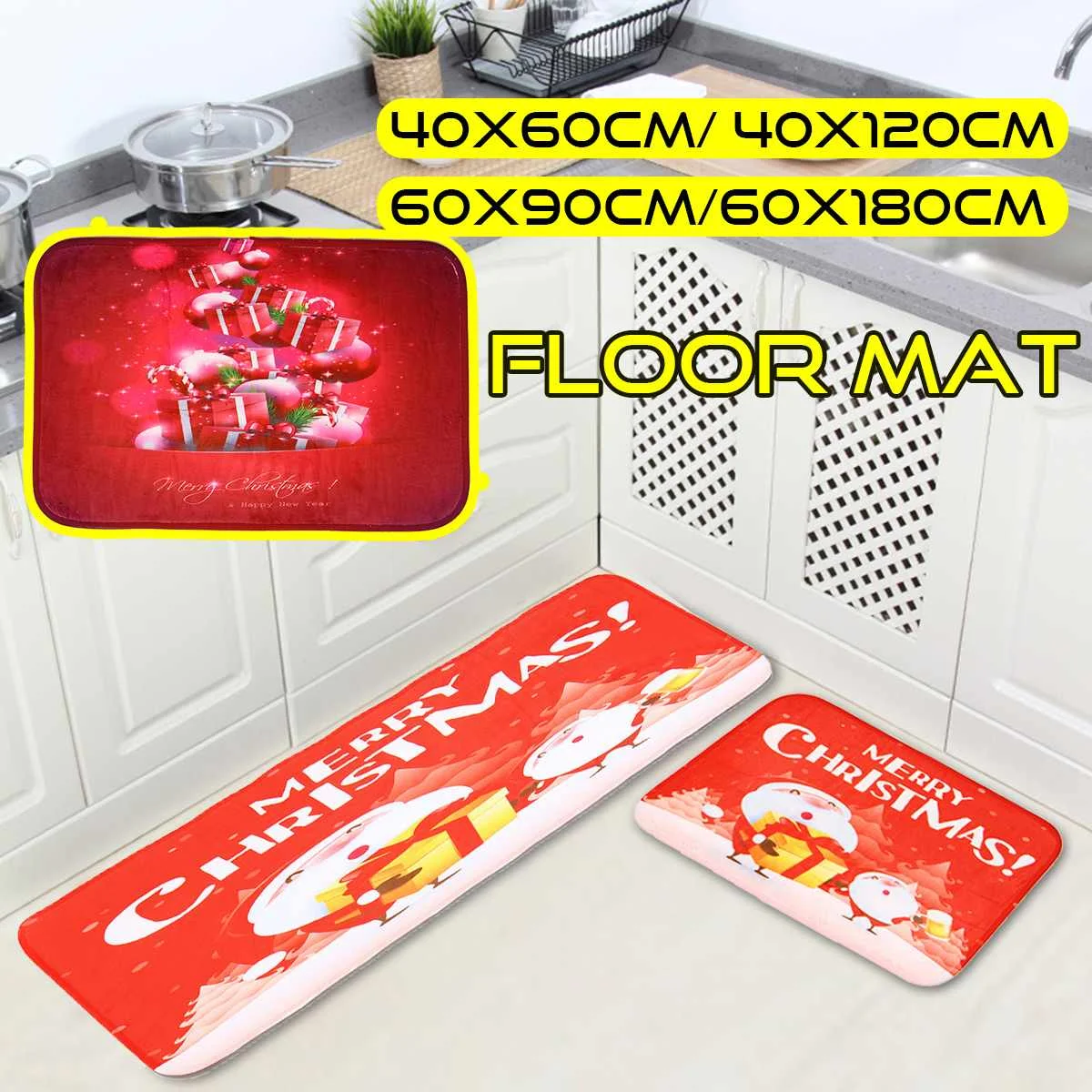 Коврик для ванной комнаты, спальни, кухонные коврики, нескользящий пол, дверной коврик с рождеством, полиэстер+ из термопластичной резины пропускающий воздух ковер