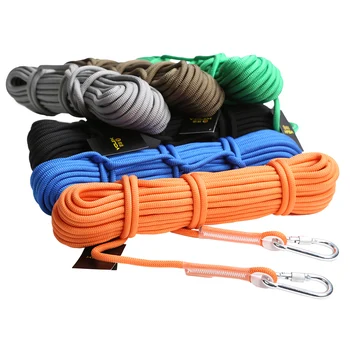 

20M 12KN Climbing Rappelling Rope Accessory Cord Safety Sling 9.5mm + Carabiners for Free Climbing Rescue Expeditions Caving