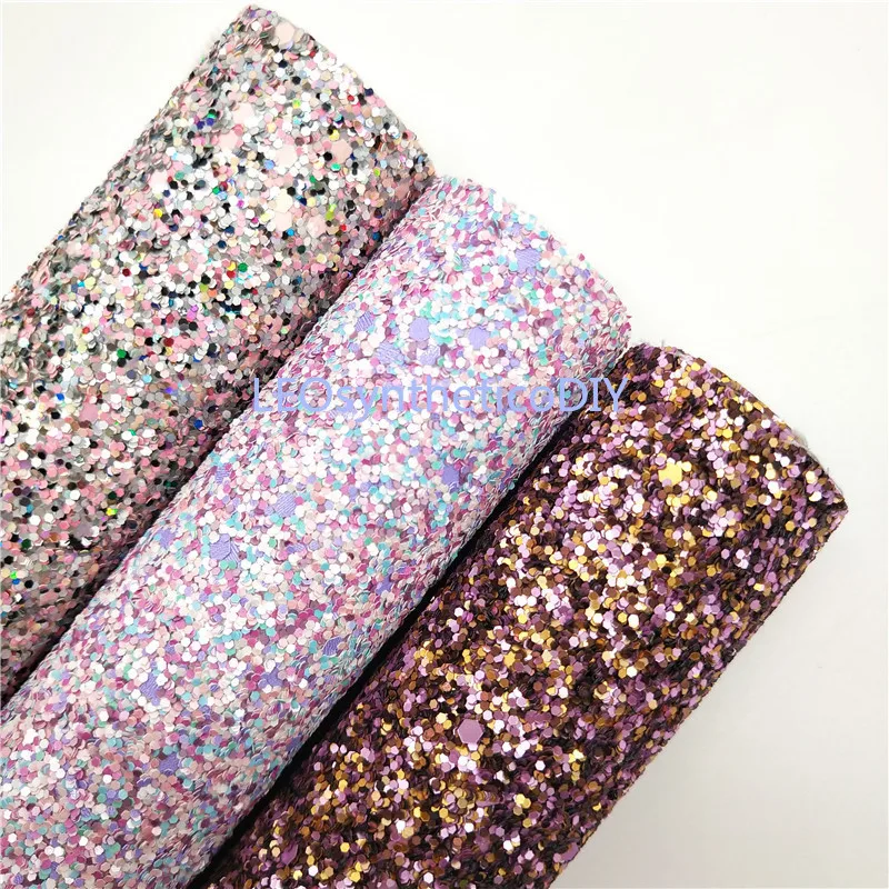 

Mini Roll 30x134CM Glitter Fabirc, Chunky Glitter Leather, Glitter Leather Roll For Making Bows LEOsyntheticoDIY SK117