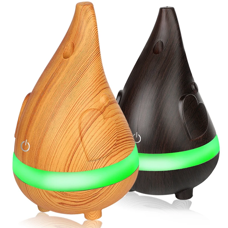 300ML Wood Grain Humidifier Air Purifier USB Aroma Diffuser Essential Oil Ultrasonic Cool Mist Colorful LED Aromatherapy