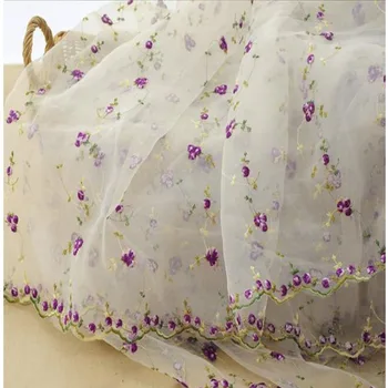 

Rose Organza Fabric Diy Craft Tulle Embroidered Lace Fabric Gauze Transparent Fabric Dress Garment Sewing Materiel Tissue Voile