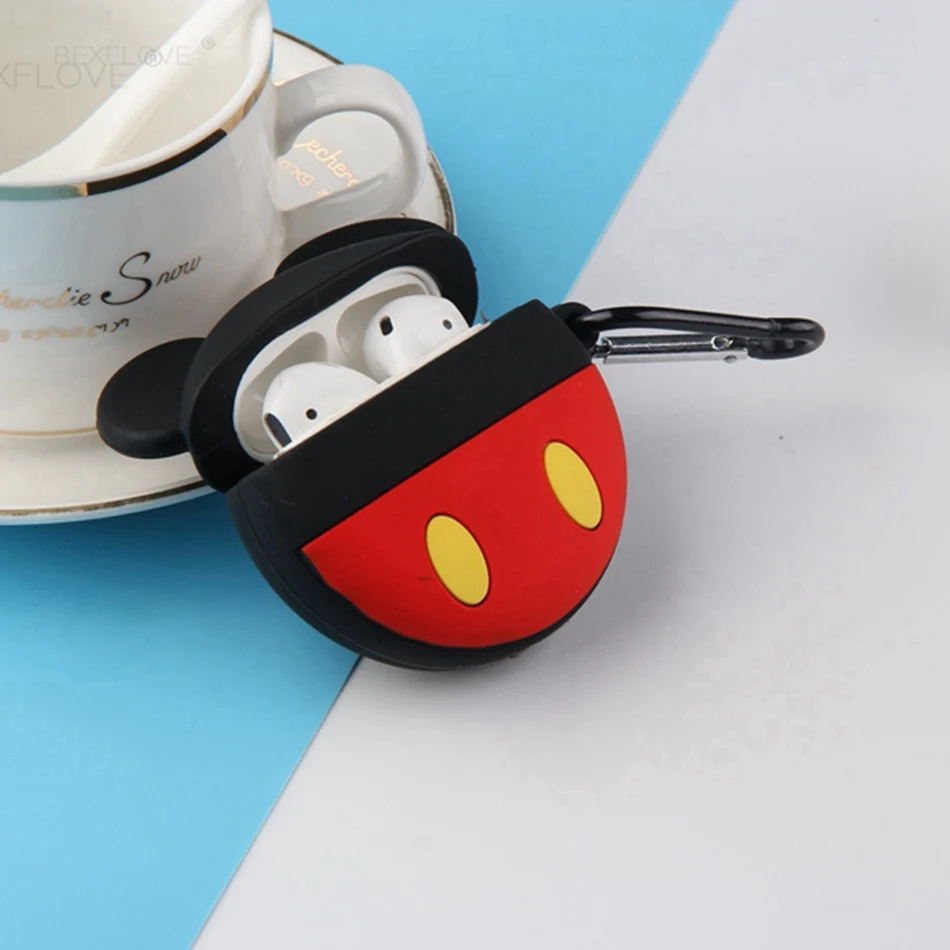 3D чехол для наушников для AirPods 2, силиконовый чехол с милым мультяшным медведем для Apple Air pods, чехол для наушников с котом, поросенком, кольцом на палец