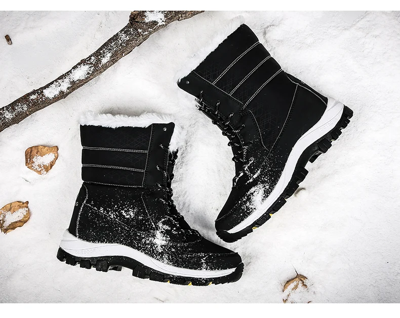 Женские ботинки; Водонепроницаемая зимняя обувь; зимние ботинки; сохраняющие тепло ботильоны; теплые стельки на толстом меху; женские лыжные ботинки