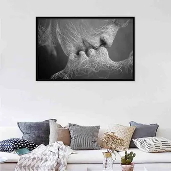 

New Best Selling Veins Characters Kiss Canvas Painting Couples Deep Affection Kiss Decorative Picture for Home Unframed Painting