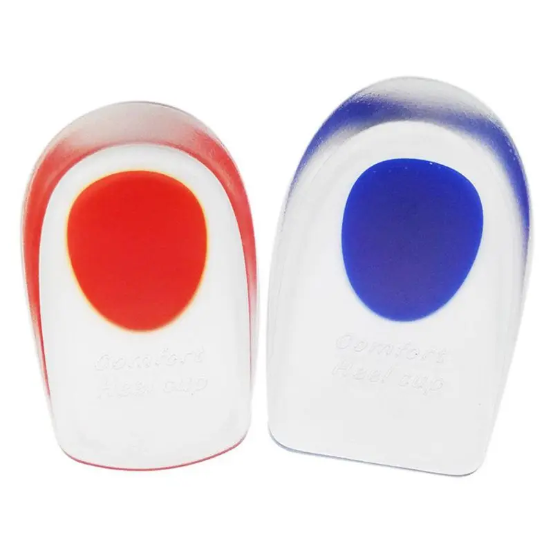 

2 Pair of Gel Heel Cups Heel Support Pads Cushions for Plantar Fasciitis Heel Pain---UK3.5-6.5(Red+Blue)