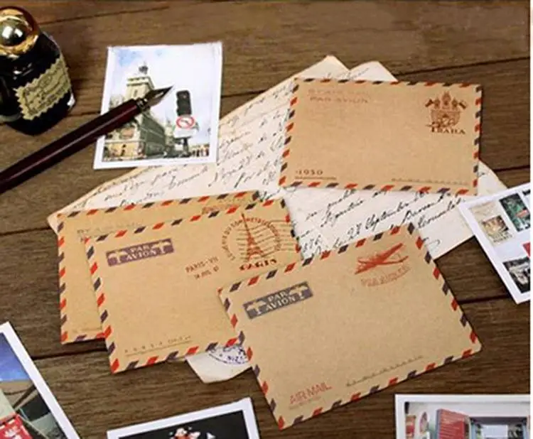 10 mini x Airmail image envelopes Mini Retro Vintage Paris Paper Envelope Fashion Cute Kawaii Korean Stationery for Cards