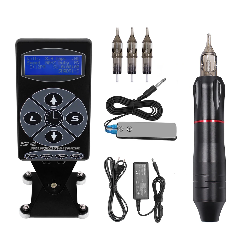 

Professional Tattoo Machine Kit Rotary tattoo pen machine Set Power Supply Cartridges Needle For PMU eyebrow Tattoo Body Art