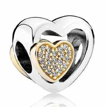 

Original Openwork Joined Together Love Heart With Crystal Beads Fit 925 Sterling Silver Bead Charm Bracelet Diy Jewelry