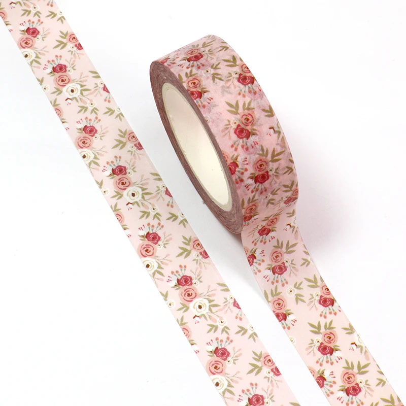10pcs/lot 15MM*10M Spring Red Flowers Green Leaves Decorative Washi Tape DIY Scrapbooking Masking School Office Supply | Канцтовары для