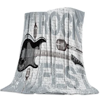 

Soft Warm Coral Fleece Blanket Rock Guitar Music Winter Sheet Bedspread Sofa Throw Light Thin Flannel Blankets